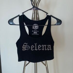 Selena Diamond bedazzled crop tank top
